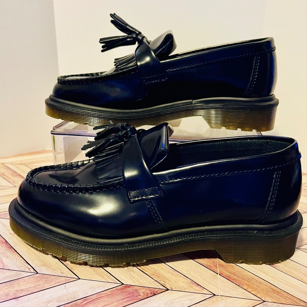 Dr Martens Adrian Smooth Leather Tassel M 5 L 6 Loafers Black‎ Academia Business